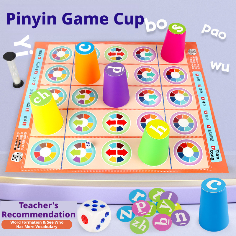 Board Game Anak - Hot Kids Chinees Pinyin Matchingspel Kleurenstapelspelletje